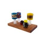 5 Hole Wood Display Stand Holder For 14mm Bong Bowl Pieces Or Quartz Bangers - Mahogany