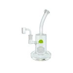 Clear Dab Rig With Sea Foam Green Multi Slit Disc Perc 9 Inches Tall