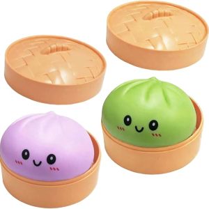 2 Pcs Dumpling Squishy, Mystery Squishy Dumpling Box, Fidget Toys Adults & Teens, Stocking Stuffers, Sensory Stress Ball Squeeze Toys for Stress Relief (greenpurple)