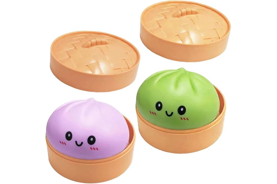 2 Pcs Dumpling Squishy, Mystery Squishy Dumpling Box, Fidget Toys Adults & Teens, Stocking Stuffers, Sensory Stress Ball Squeeze Toys for Stress Relief (greenpurple)