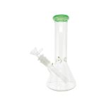 8 Inch Clear Beaker Bong With Sea Foam Green Color Lip
