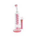 difflite - Pink Large Straight Fab Bong Dab Rig With Seed Of Life Perc