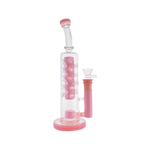 difflite - Pink Large Straight Fab Bong Dab Rig With Seed Of Life Perc