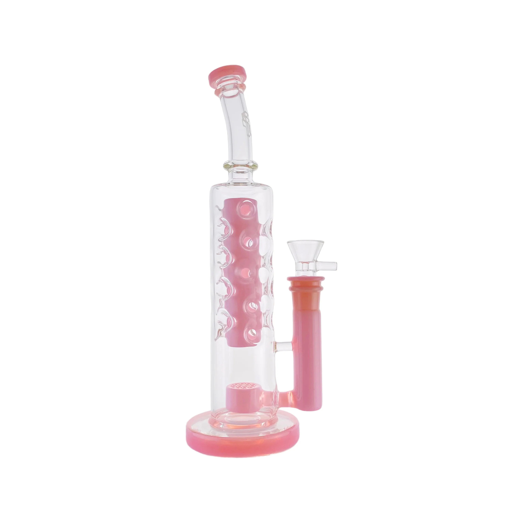 difflite - Pink Large Straight Fab Bong Dab Rig With Seed Of Life Perc