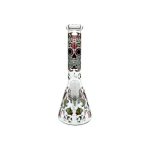 Clear Water Pipe Bong With Sugar Skull And Flowers Beaker 10 Inch