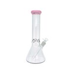 Clear Beaker Bong With Milky Pink Color Lip 12 Inch