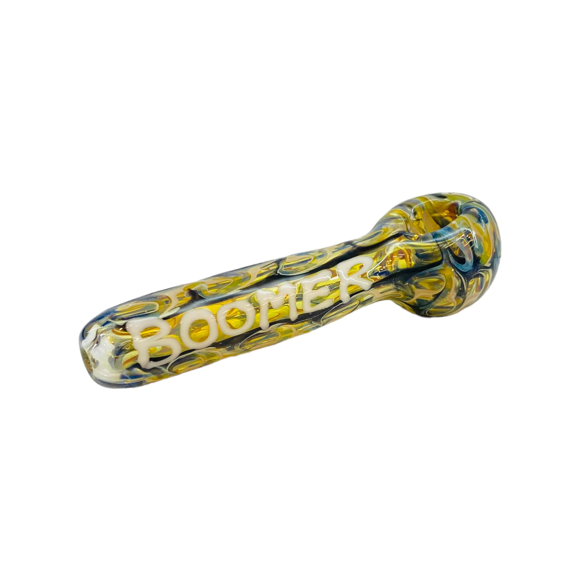 Glass Hand Pipe With Boomer On Side