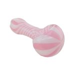 Pink And White Twist Glass Hand Pipe