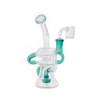 difflite - Teal Double Uptake Klein Recycler Glass Dab Rig