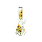 Glass Water Pipe With Spring Time Sun Flowers 10 Inch