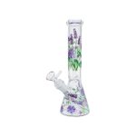 Clear Beaker Glass Bong With Springs Flowers 10 Inch