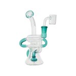 difflite - Teal Double Uptake Klein Recycler Glass Dab Rig