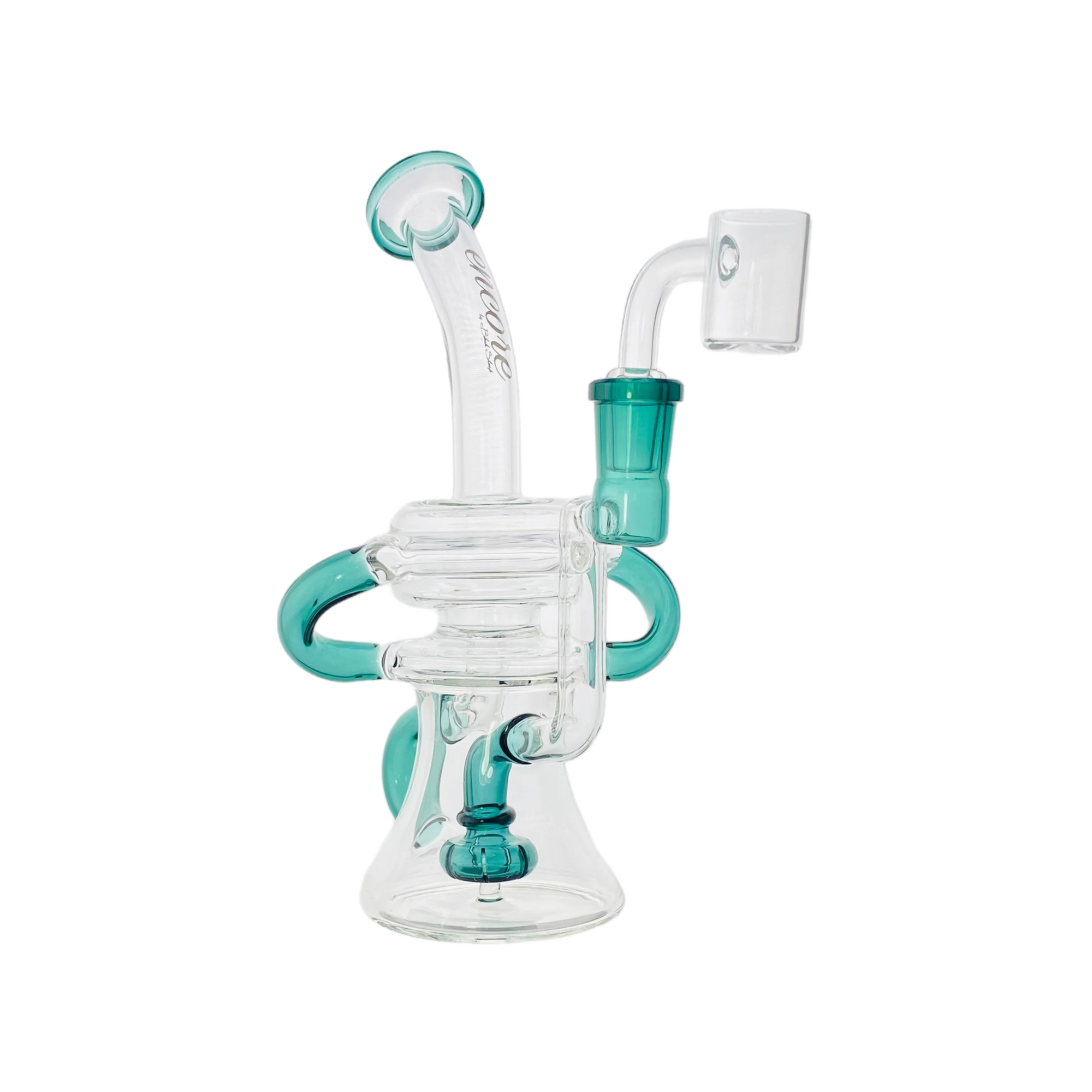 difflite - Teal Double Uptake Klein Recycler Glass Dab Rig