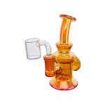 Pearlescent Amber Brown Mini Dab Rig With Faceted Diamond